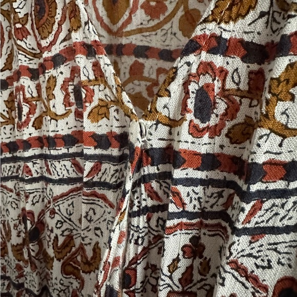 Oneill Printed Romper Bell Sleeves Wrap V Neck Adjustable Waist Tassels Size S - Picture 15 of 17